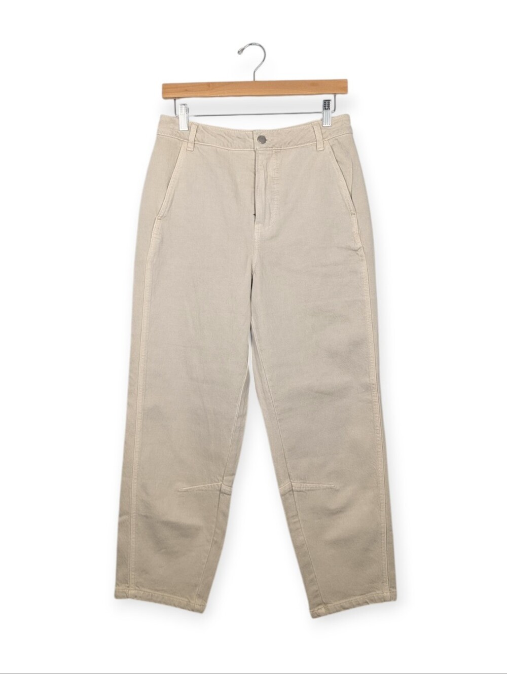78 & Sunny Cream High Rise Straight Leg Utility Pants Cotton Stretch Size 8